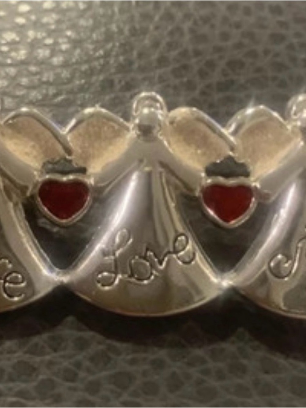 Silver Love Heart Brooch with Red Enamel Accents